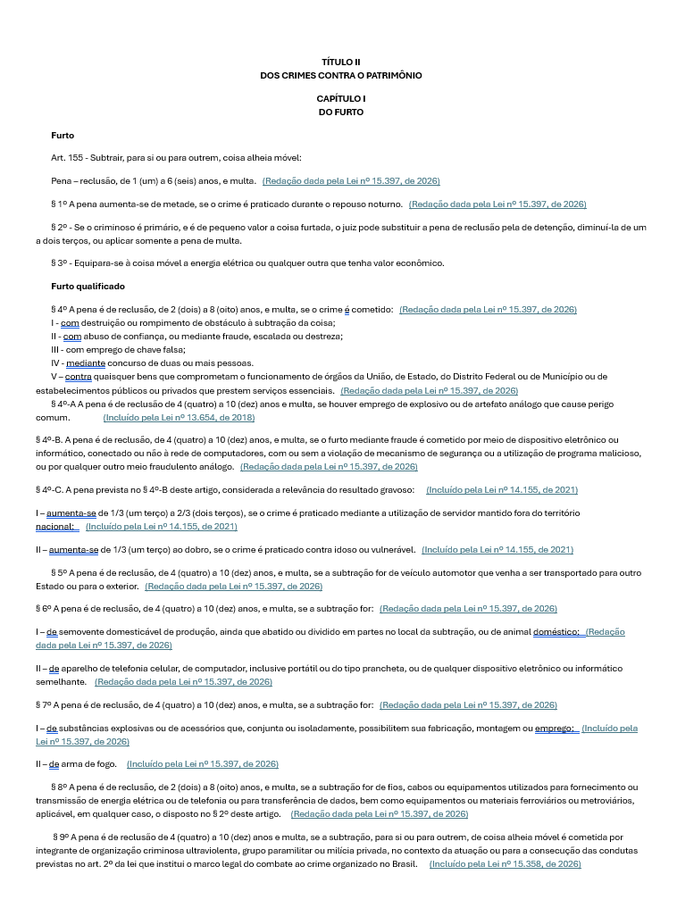 Texto jurídico em formato de lei seca